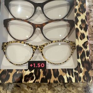 Betsey Johnson Women's Glasses Set - Black, Brown, Leopard NWT